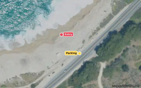 Map preview of Monastery Beach with the entry and parking marked